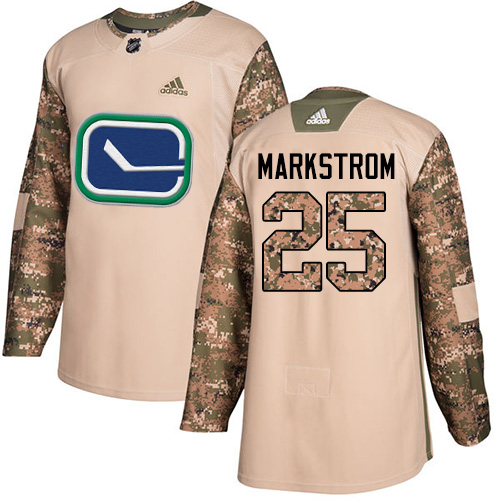 Adidas Canucks #25 Jacob Markstrom Camo Authentic Veterans Day Stitched NHL Jersey - Click Image to Close